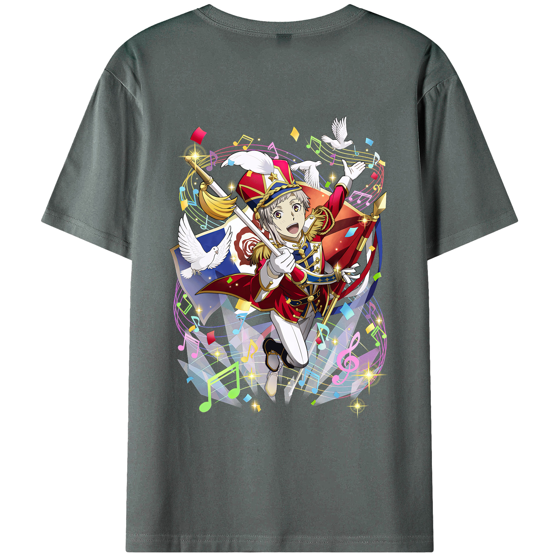 （画像用） 文豪ストレイドッグス Bungo Stray Dogs 綿100％ メンズ半袖Tシャツ（バックプリント） 通気性